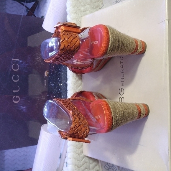Nwt Bcbg Weave Wedges 7.5m orange - Picture 6 of 10